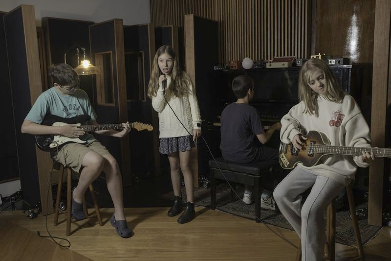 A student band performing in the live room